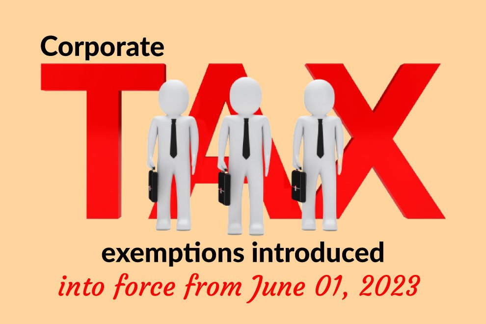 Corporate tax exemptions introduced, into force from June 01, 2023